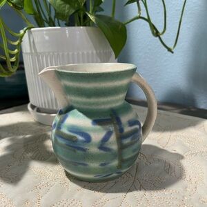 Beautiful blue and green art pottery Pitcher